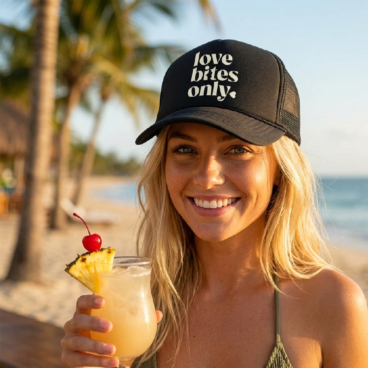 Sundowner drink with a Love Bites Only cap